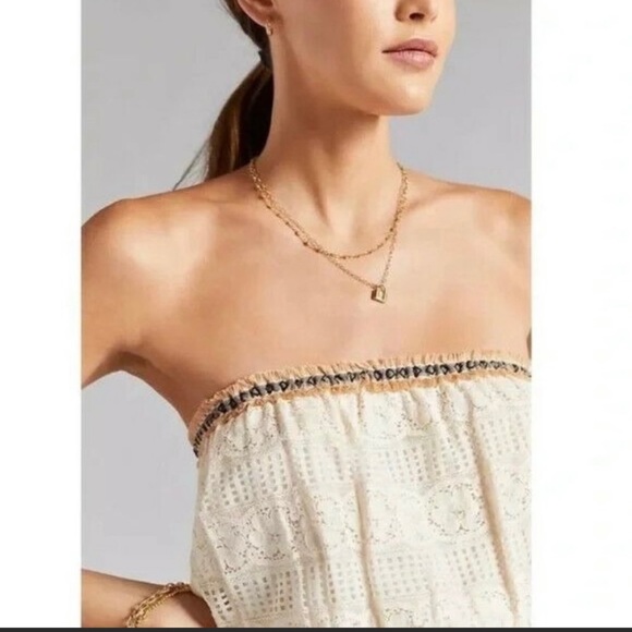 Anthropologie Ivory Verb Pallavi Singhee Lace Strapless Tube Top - Picture 3 of 5